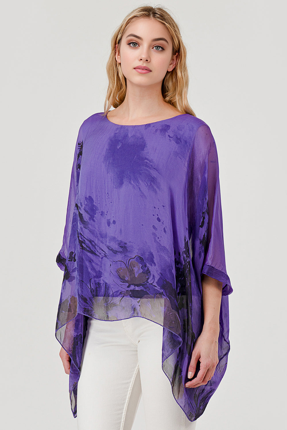 Italian Floral Raw Moda Silk Top