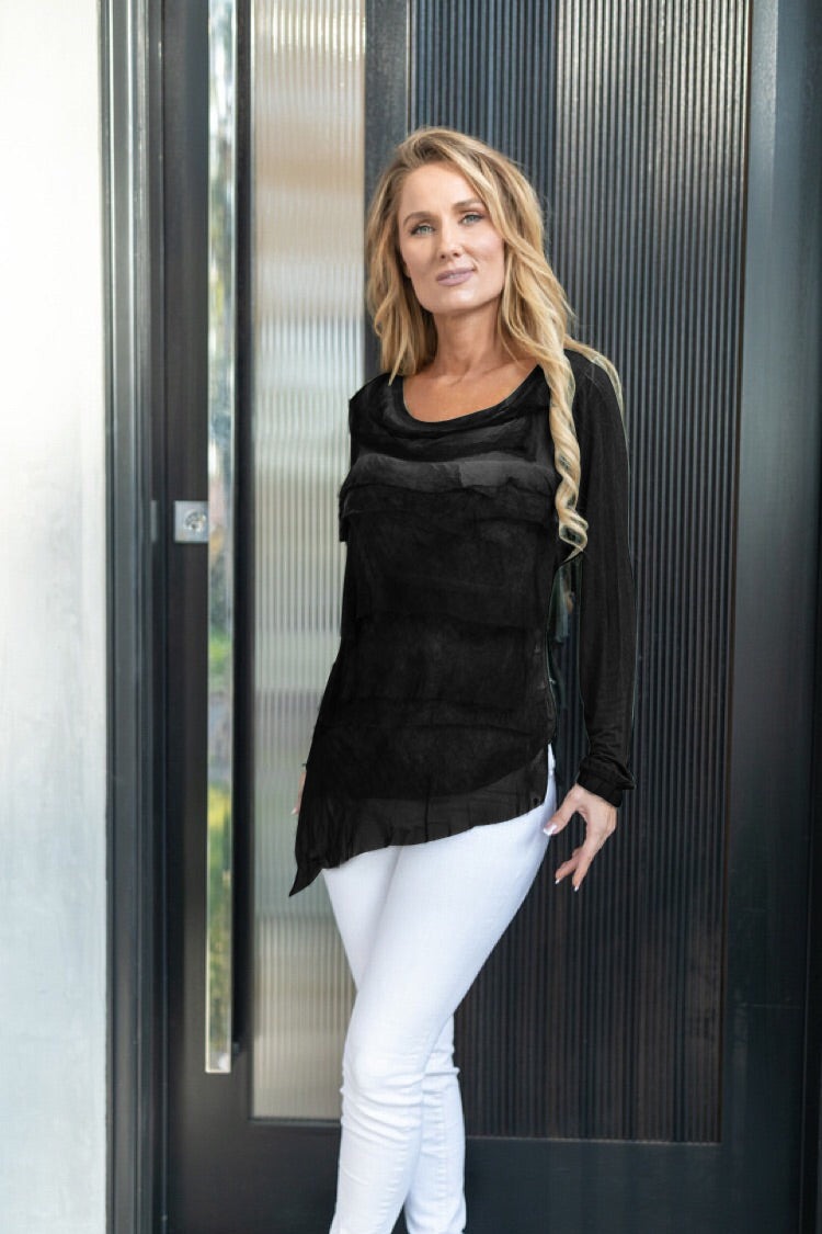 Raw Moda Italian Ruffle Top Long Sleeves - Raw Moda