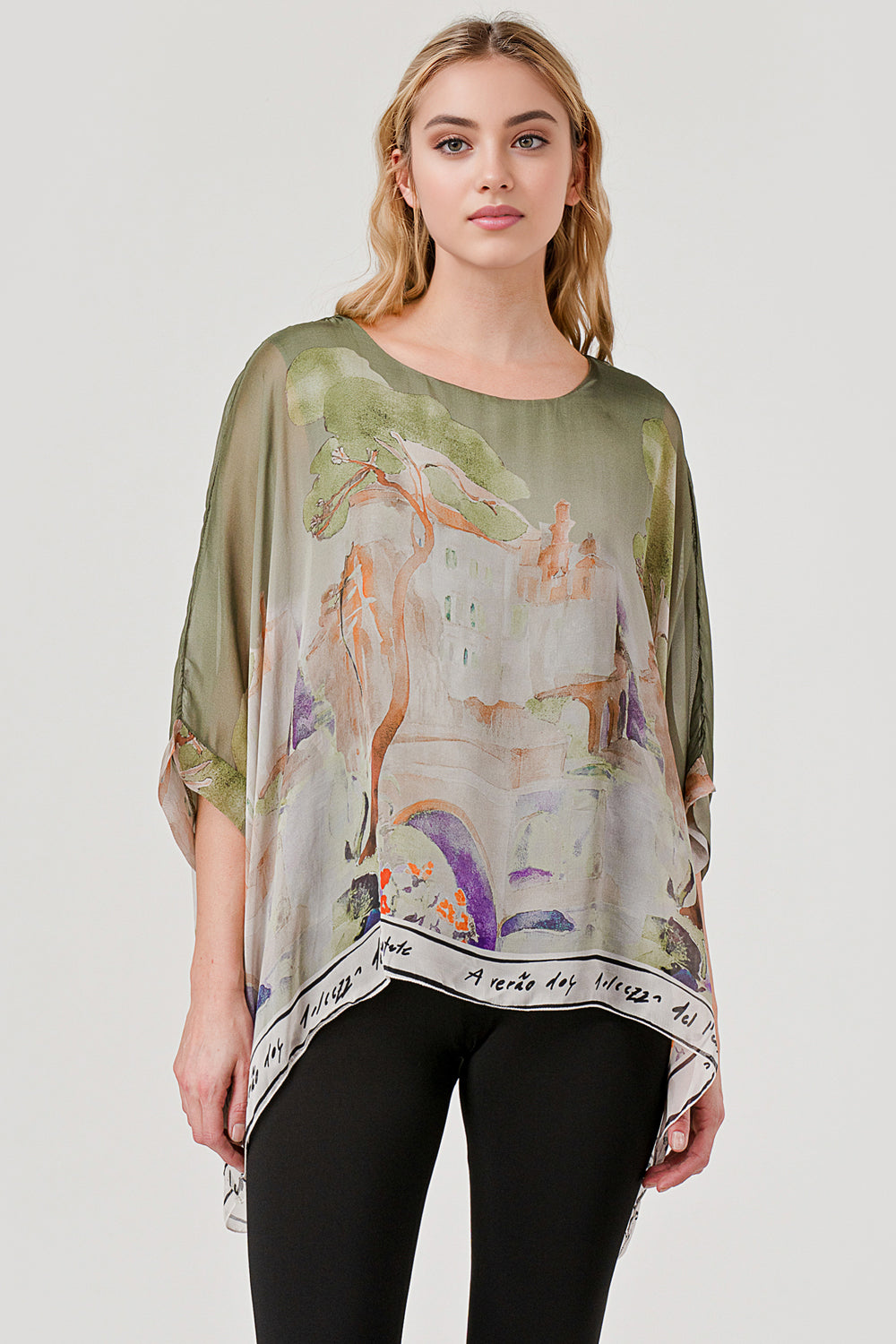 Raw Mode Love Tree Silk Top