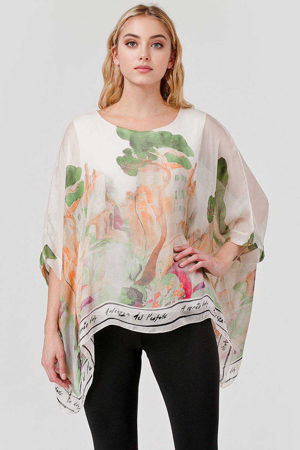 Raw Mode Love Tree Silk Top