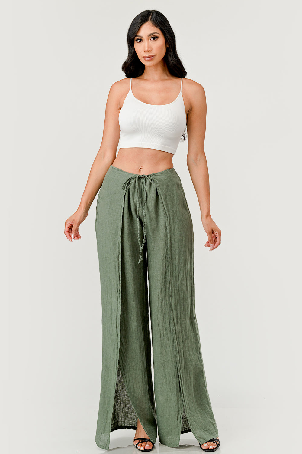 Monika Side Layered Linen Pants Bottom Raw Moda   