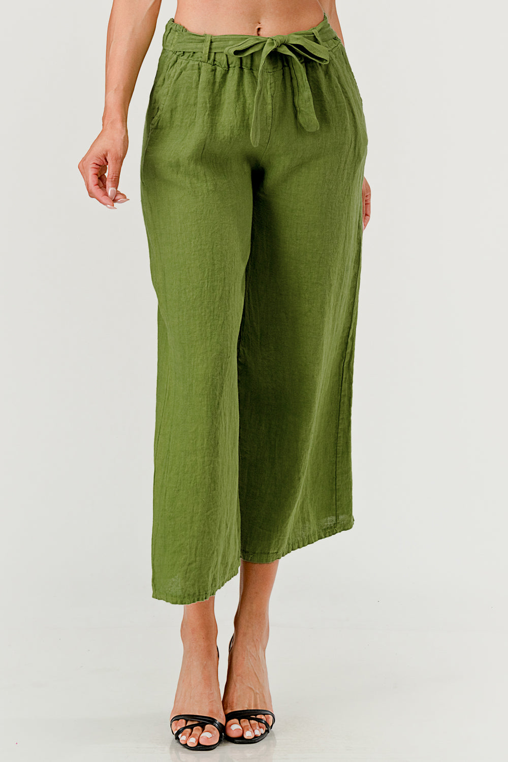 Raw Moda Linen pants Attached Belt Bottom Raw Moda   