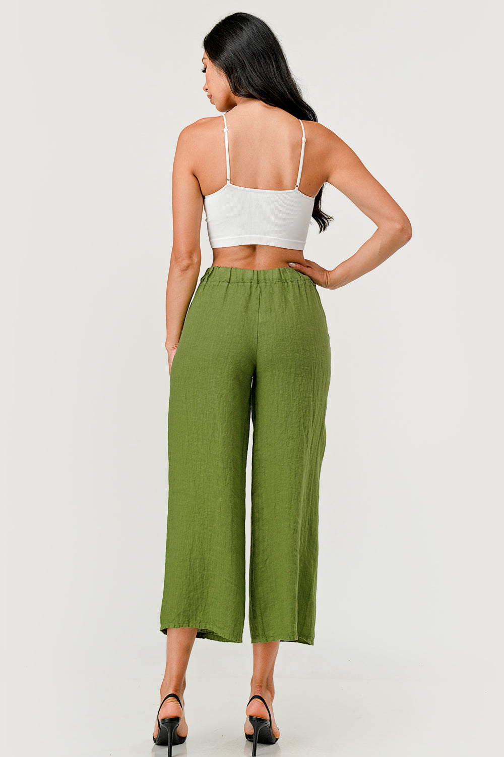 Raw Moda Linen pants Attached Belt Bottom Raw Moda   