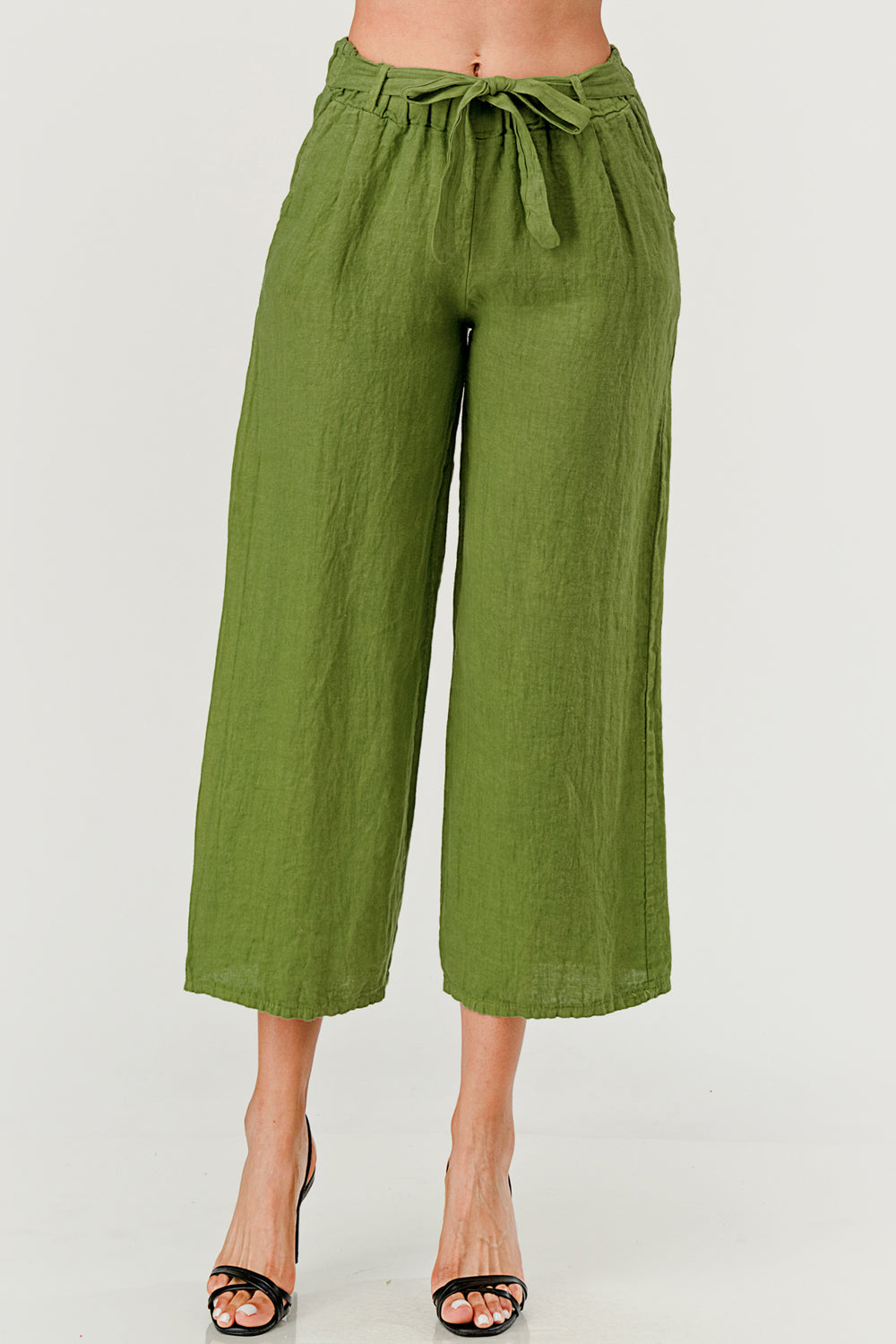 Raw Moda Linen pants Attached Belt Bottom Raw Moda   