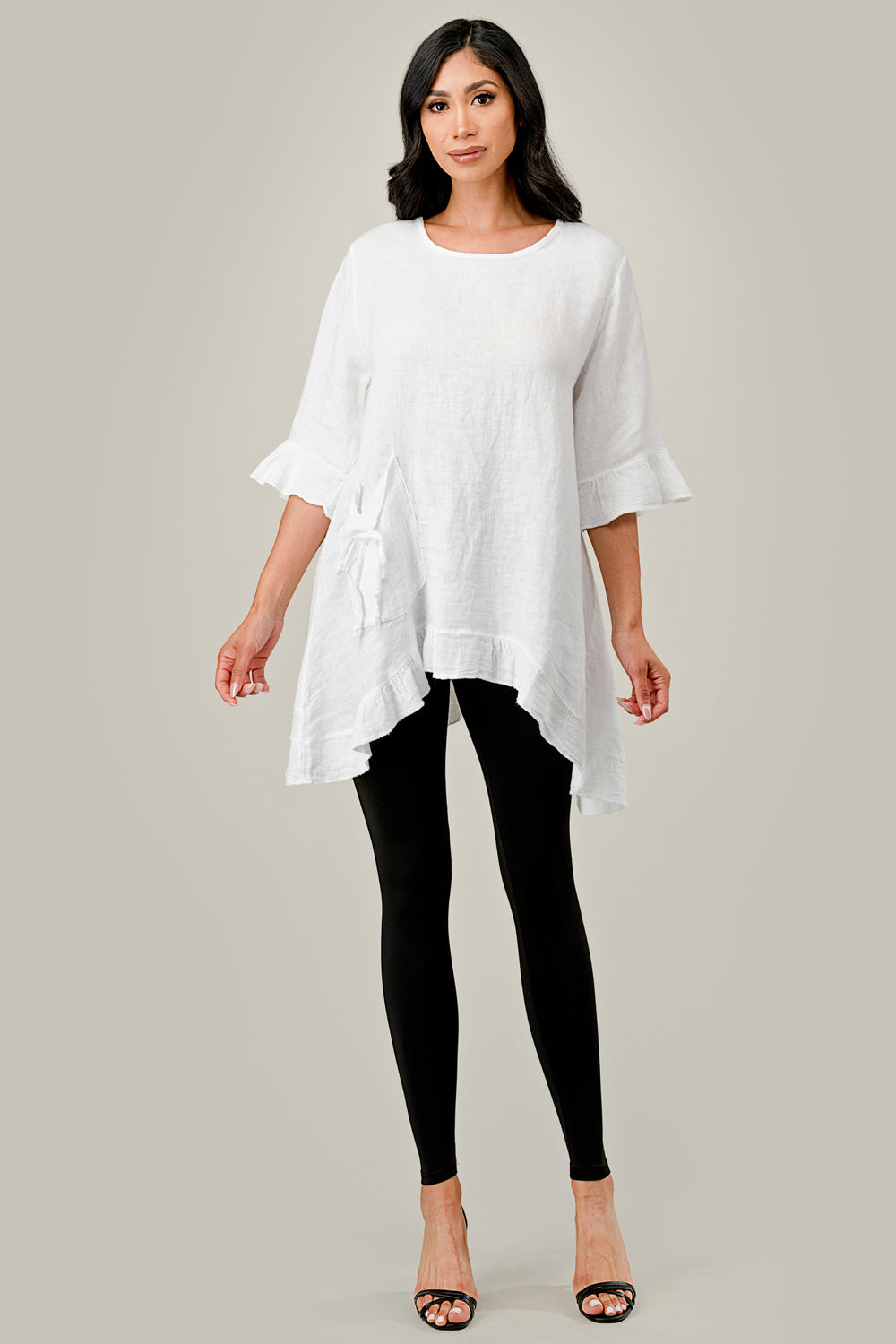 Raw Moda Single Pocket Linen tunic Top Raw Moda   