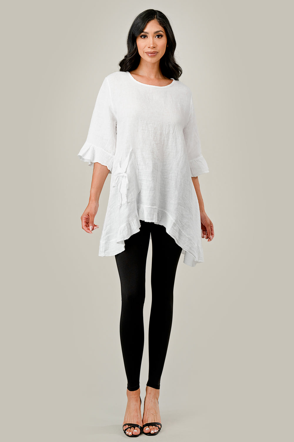 Raw Moda Single Pocket Linen tunic Top Raw Moda   