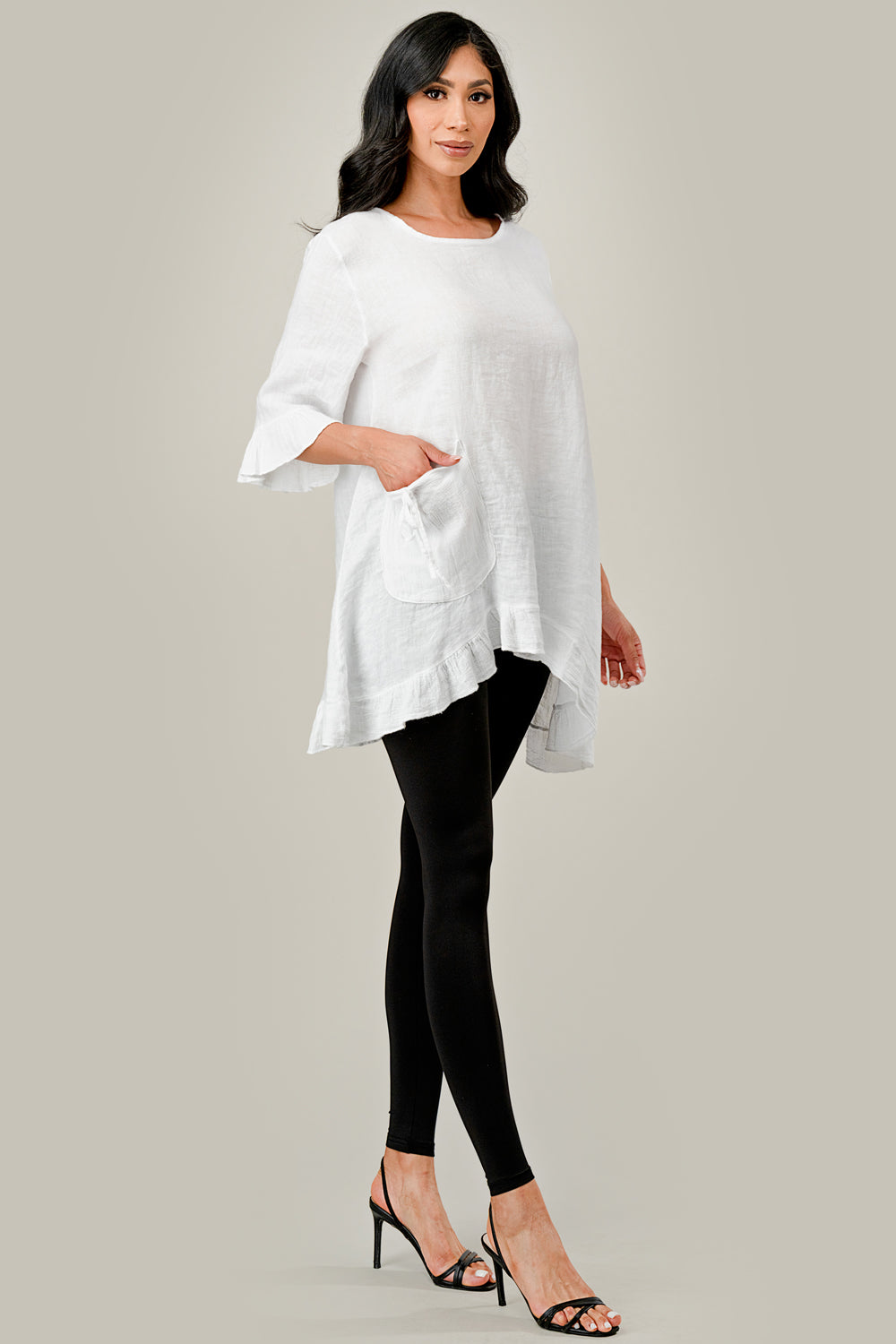 Raw Moda Single Pocket Linen tunic Top Raw Moda   