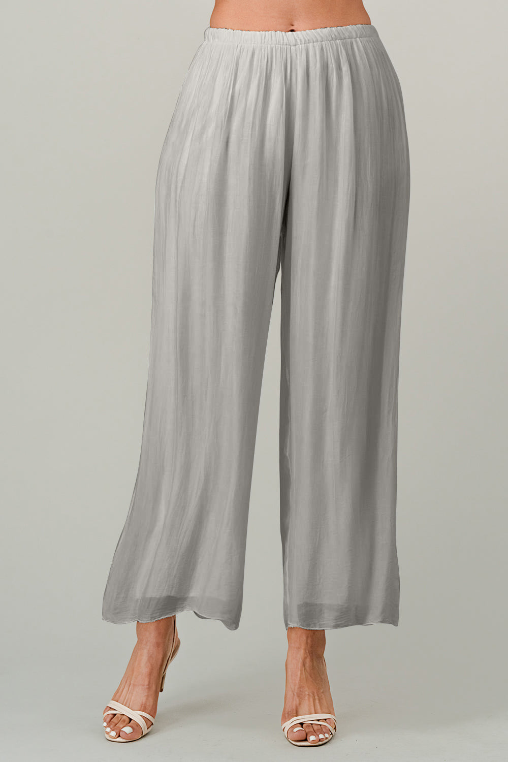 Raw Moda Italian Long Loose Silk Pants Bottom Raw Moda One Size Silver 
