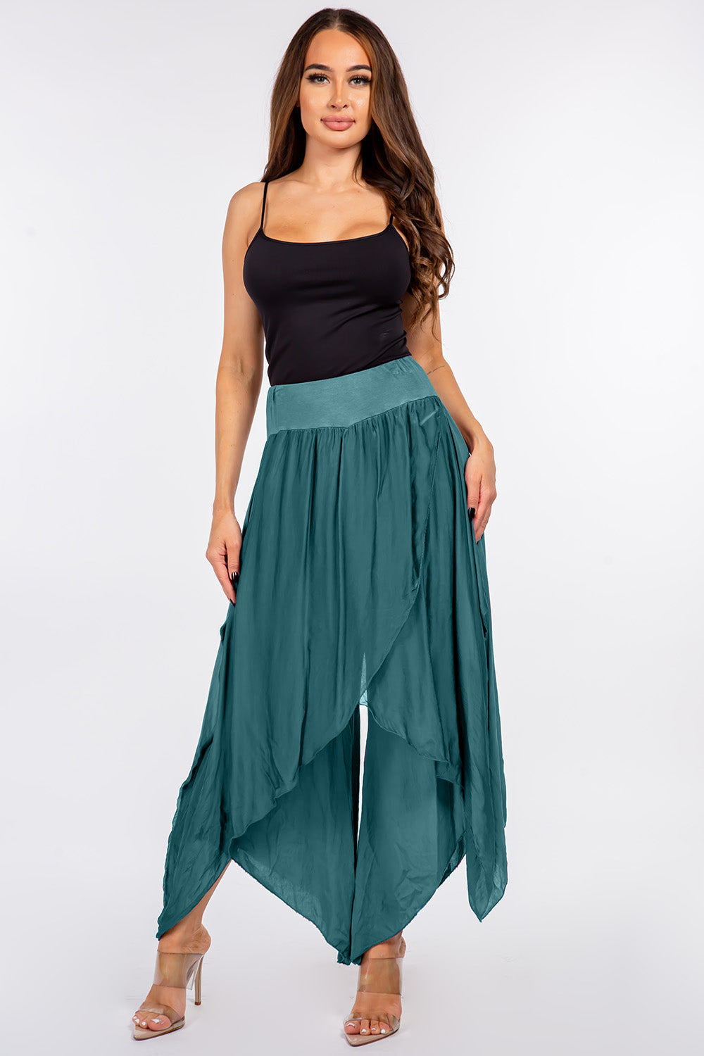 Raw Moda Silk Pants Skirt Bottom Raw Moda One Size teal 