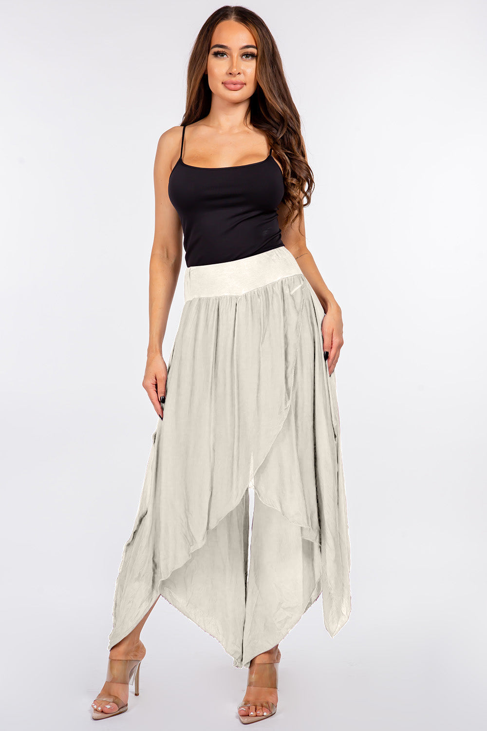 Raw Moda Silk Pants Skirt Bottom Raw Moda One Size Beige 