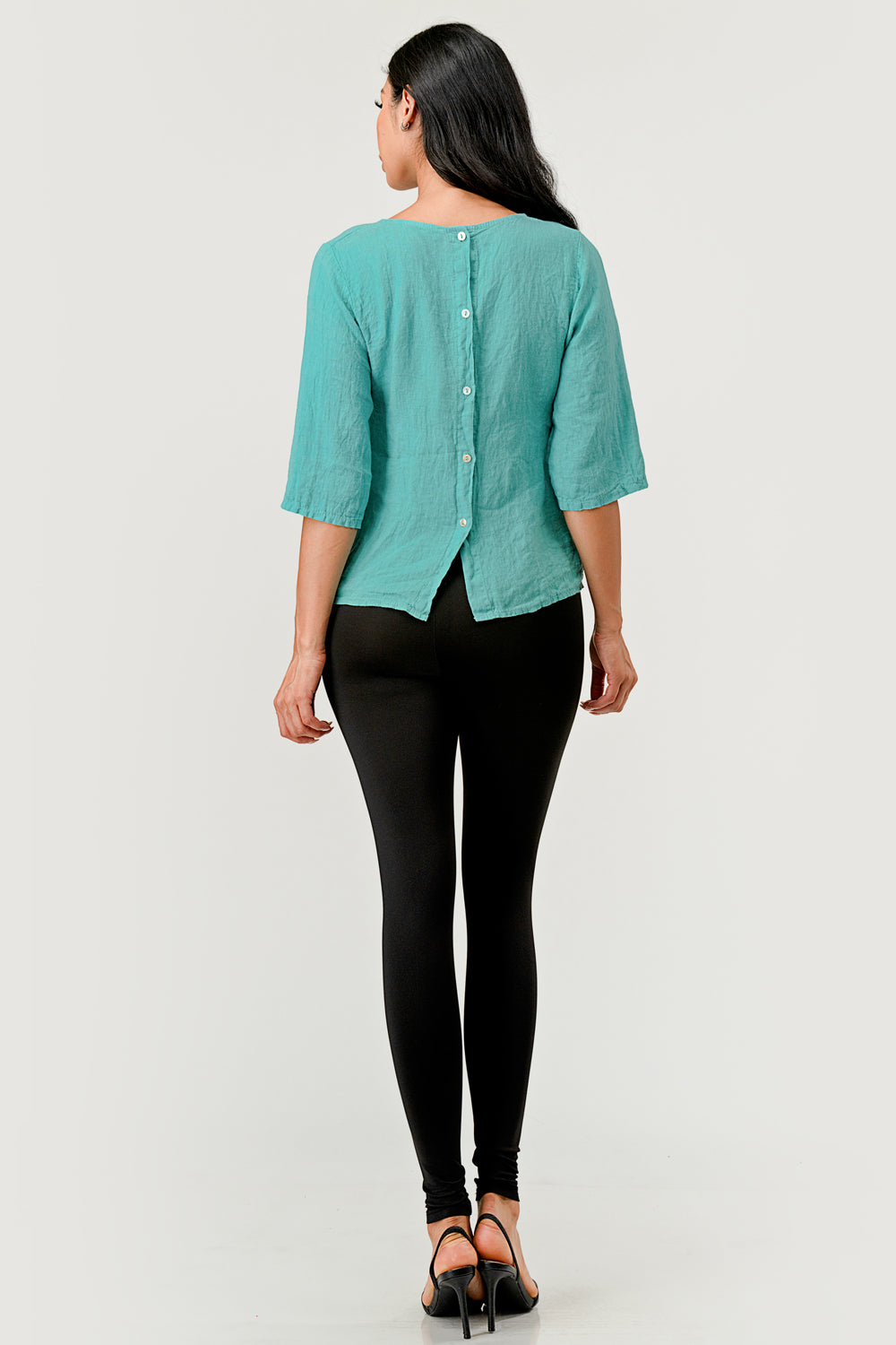 Raw Moda Linen Button Back Top Top Raw Moda   