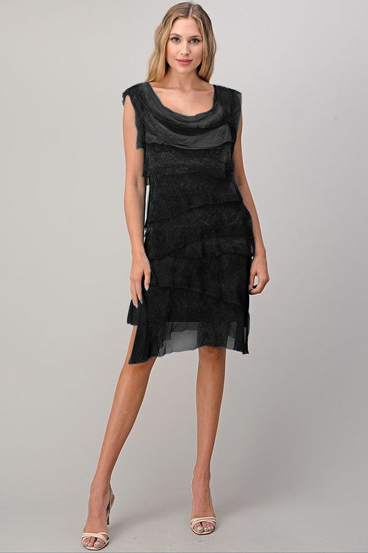 Sleeveless Raw Moda Ruffle Silky Dress Dress Raw Moda   