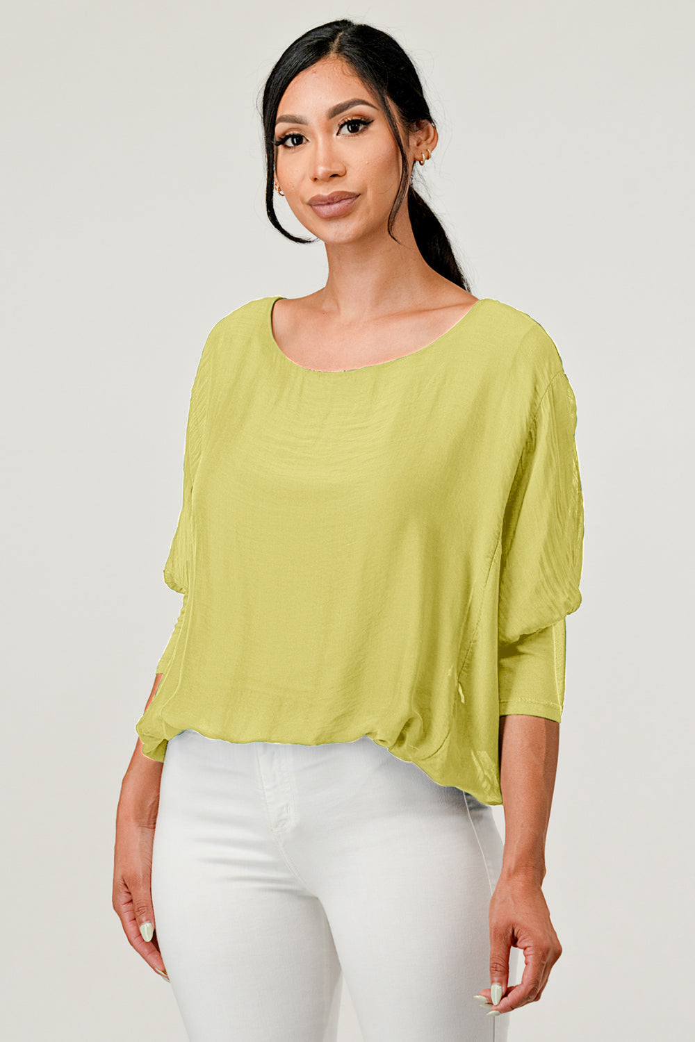 Raw Moda Solid Silk Elastic Sleeves Top Apparel & Accessories Raw Moda One Size Mustard 