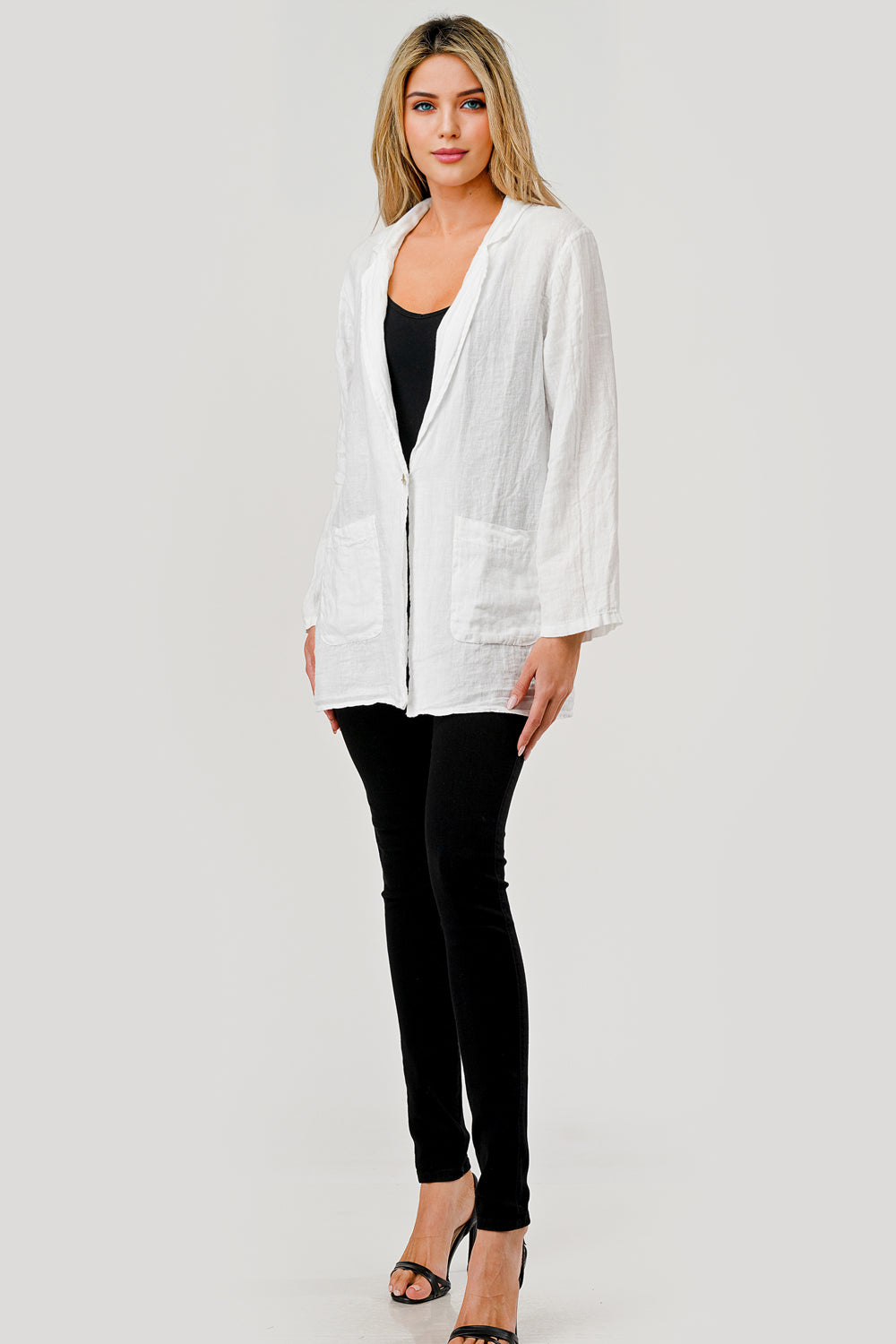 Raw Moda Linen Blazer w Pockets