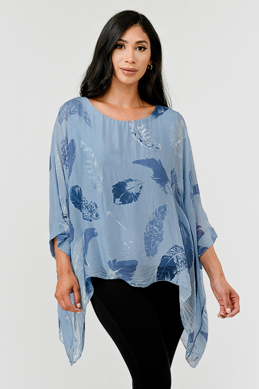 Raw Moda Italian Silky Feathered Pattern Top