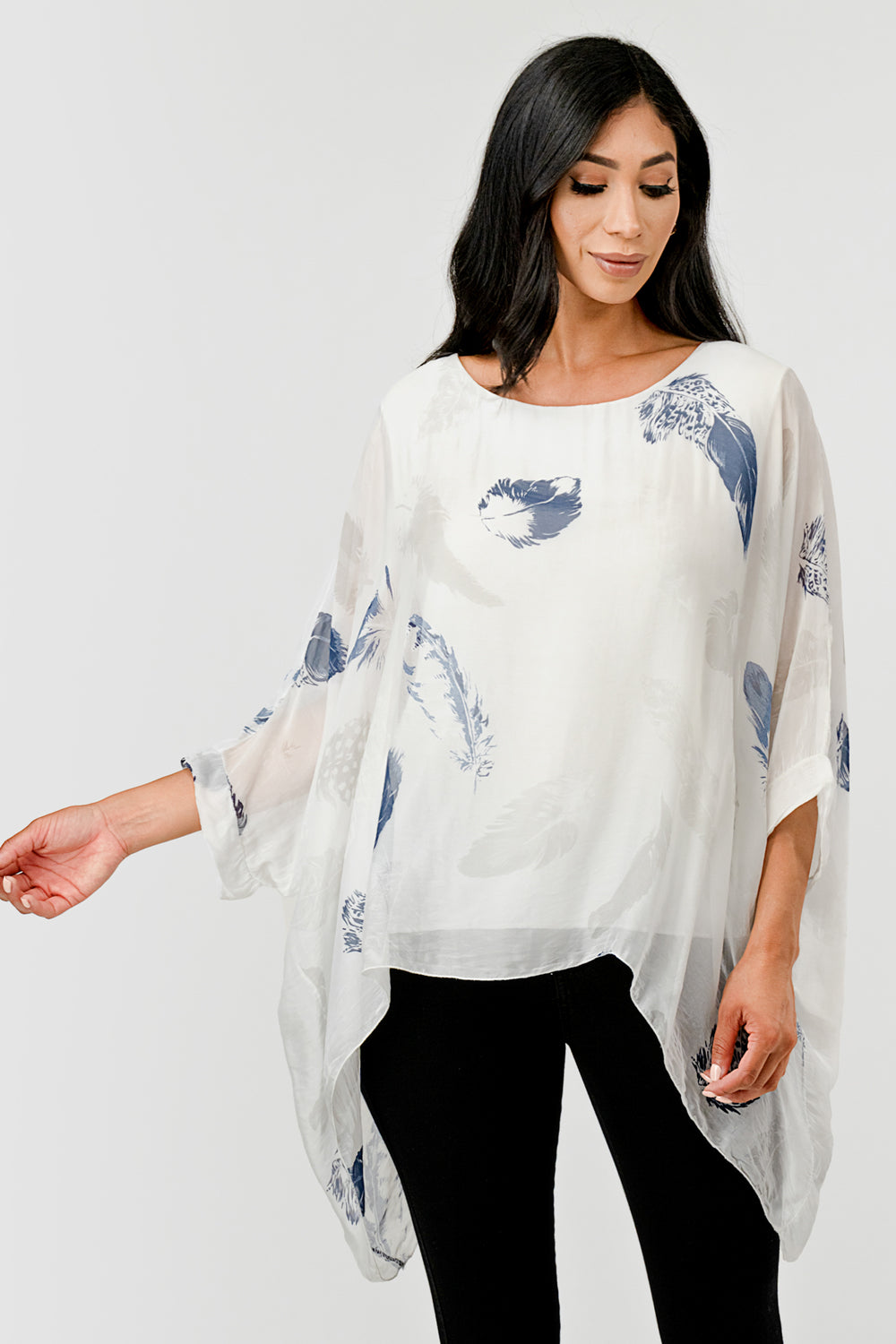 Raw Moda Italian Silky Feathered Pattern Top - Raw Moda