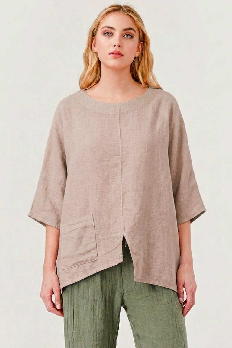 Tala Linen Top W single Pocket