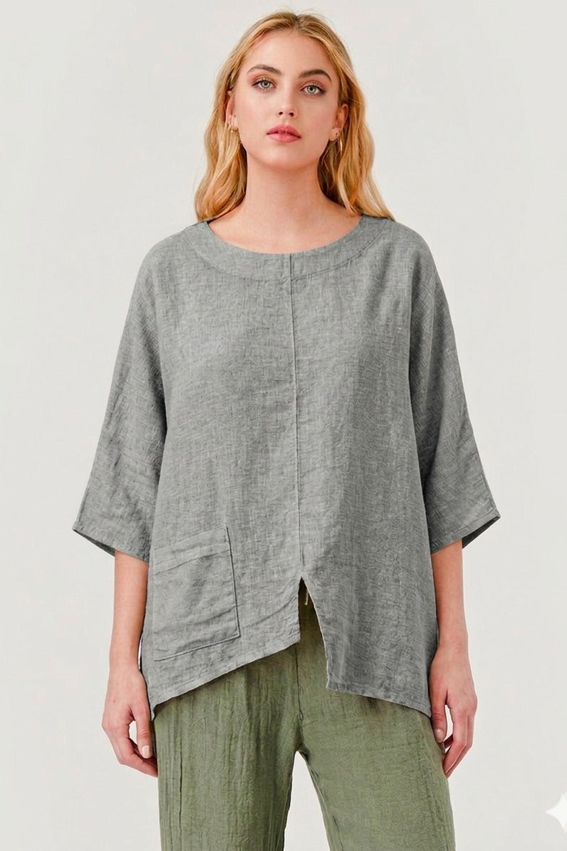 Tala Linen Top W single Pocket