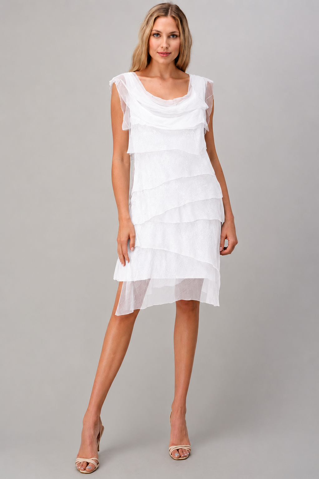 Sleeveless Raw Moda Ruffle Silky Dress