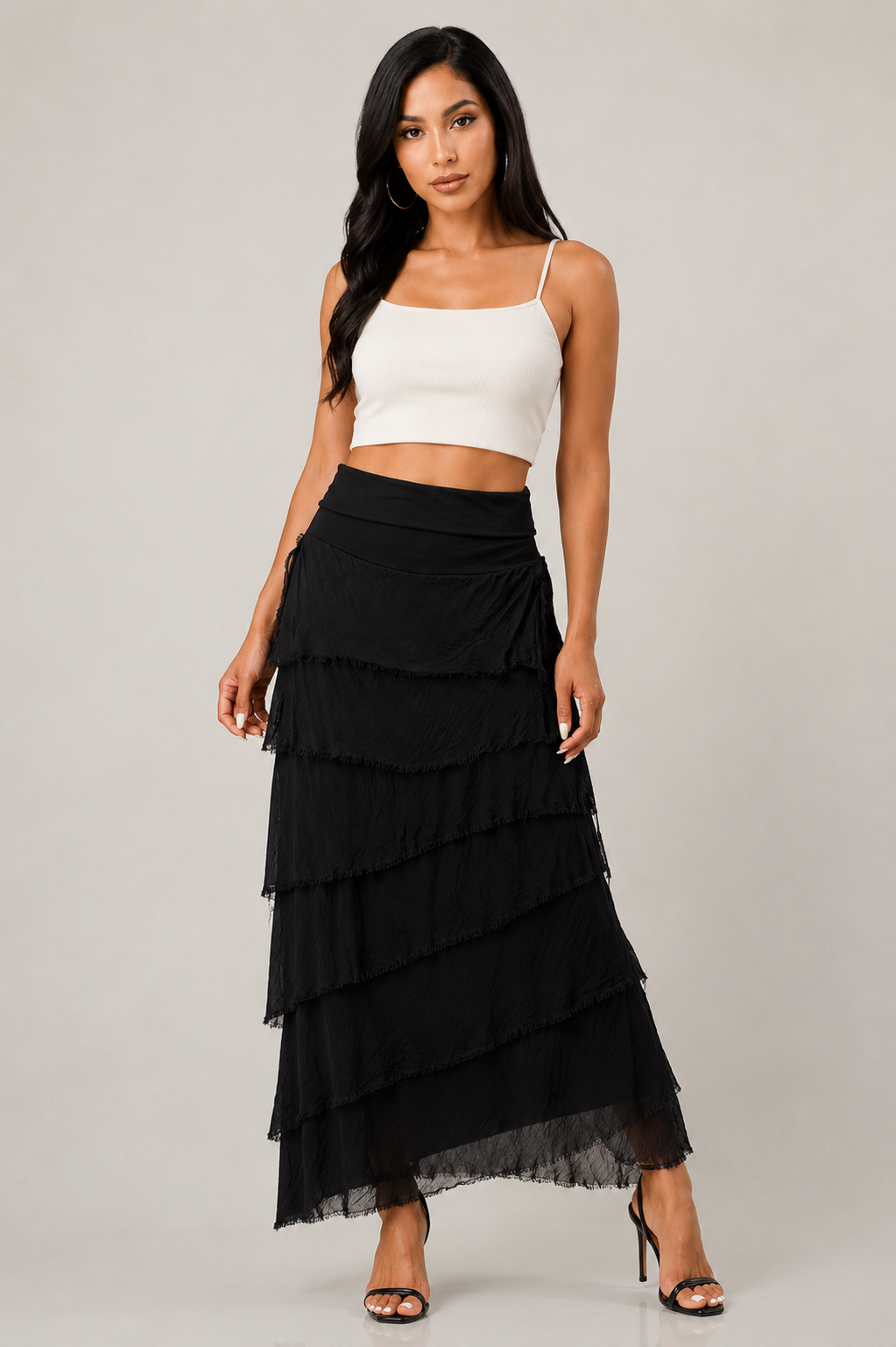 Raw Moda Layered Italian Maxi Skirt
