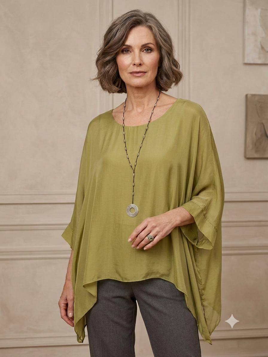 Italian Plain Silky Raw Moda Top  Waterfall Sides