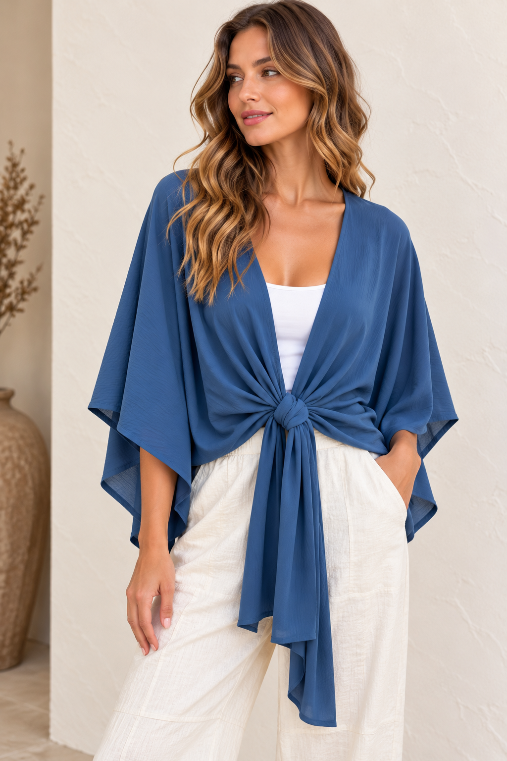 Emerland Tie Front Kimono