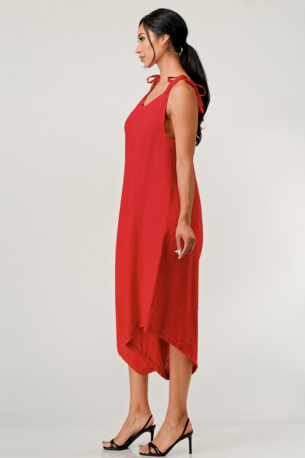 V Neck Linen Italian Romper Dress Raw Moda   