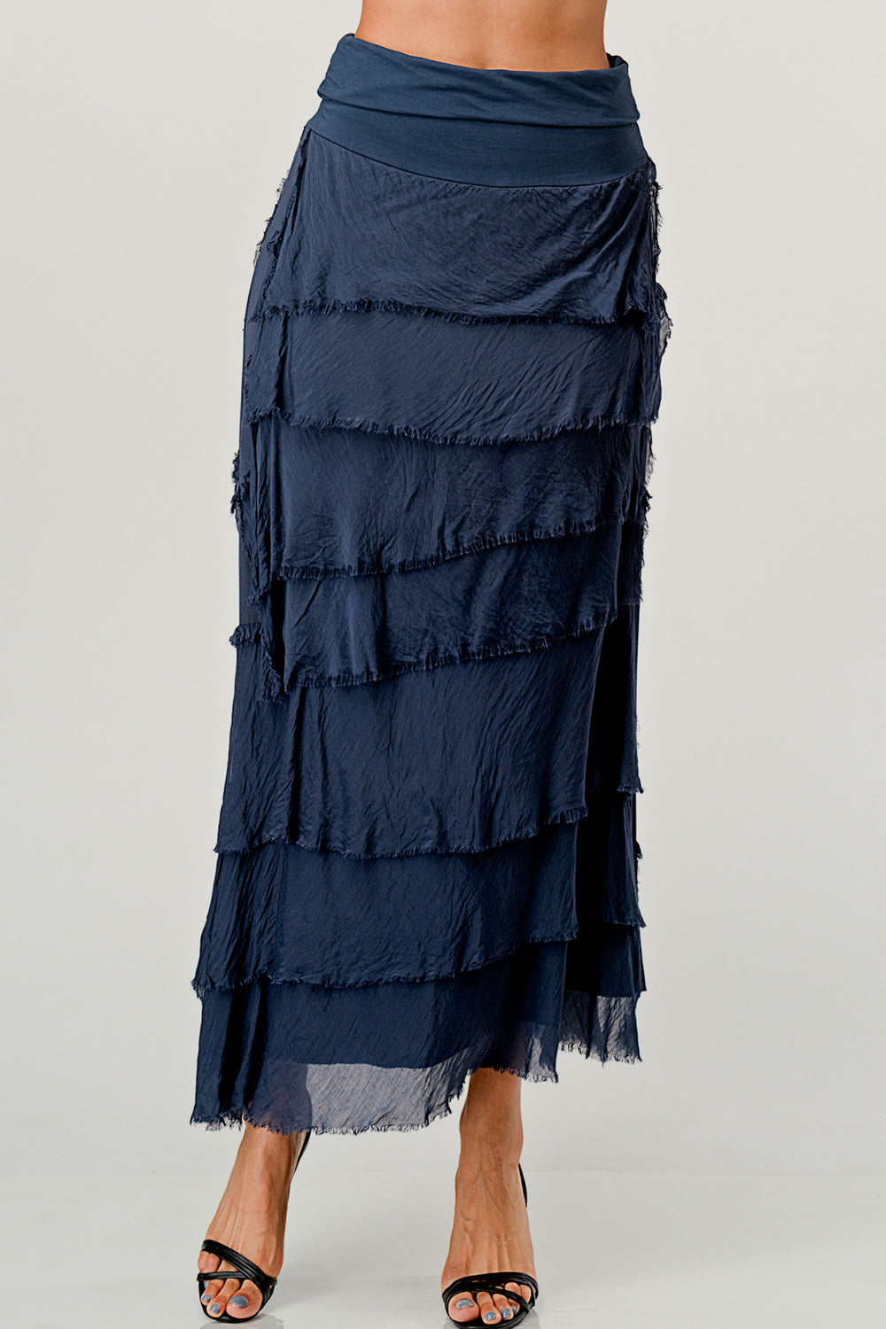 Layered Italian Raw Moda Maxi Skirt Bottom Raw Moda   