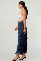 Layered Italian Raw Moda Maxi Skirt