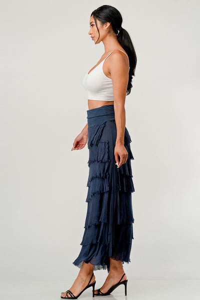 Layered Italian Raw Moda Maxi Skirt