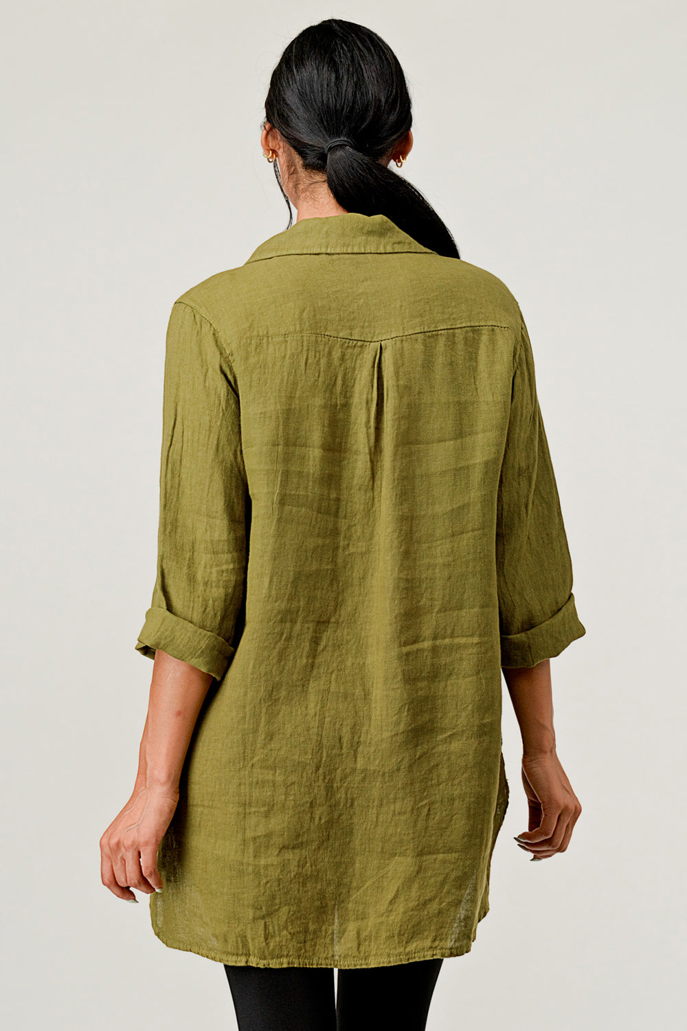 Wide Collar Shanon Linen Tunic W pockets Top Raw Moda   