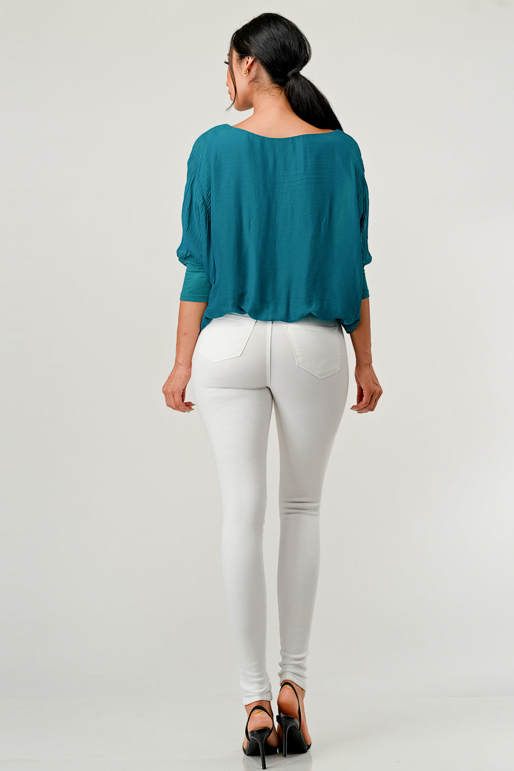 Raw Moda Solid Silk Elastic Sleeves Top Apparel & Accessories Raw Moda   