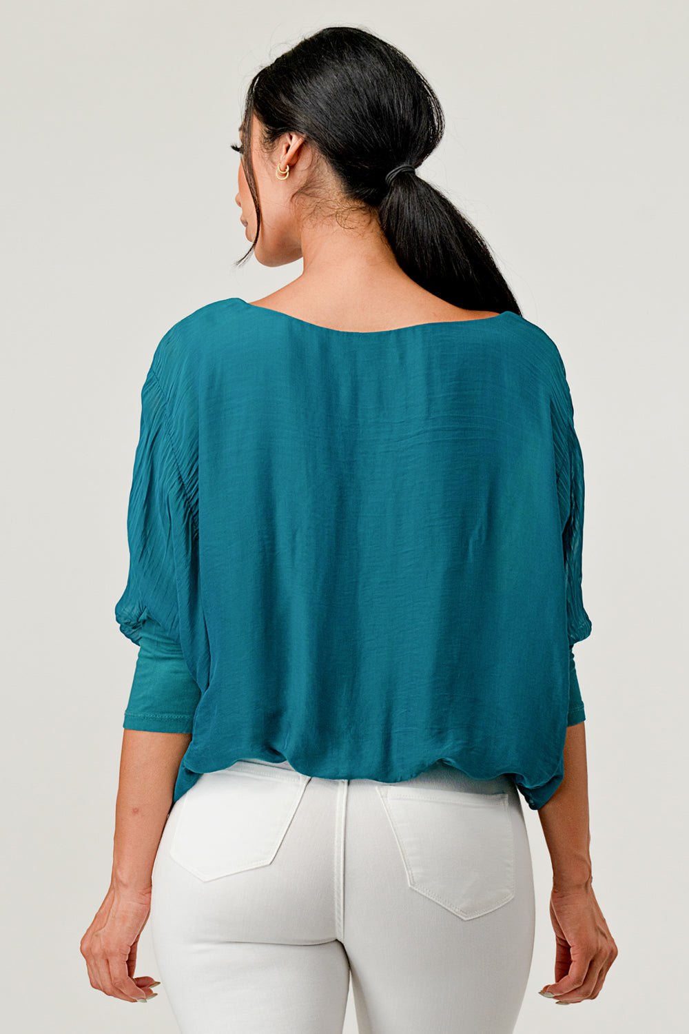 Raw Moda Solid Silk Elastic Sleeves Top Apparel & Accessories Raw Moda   