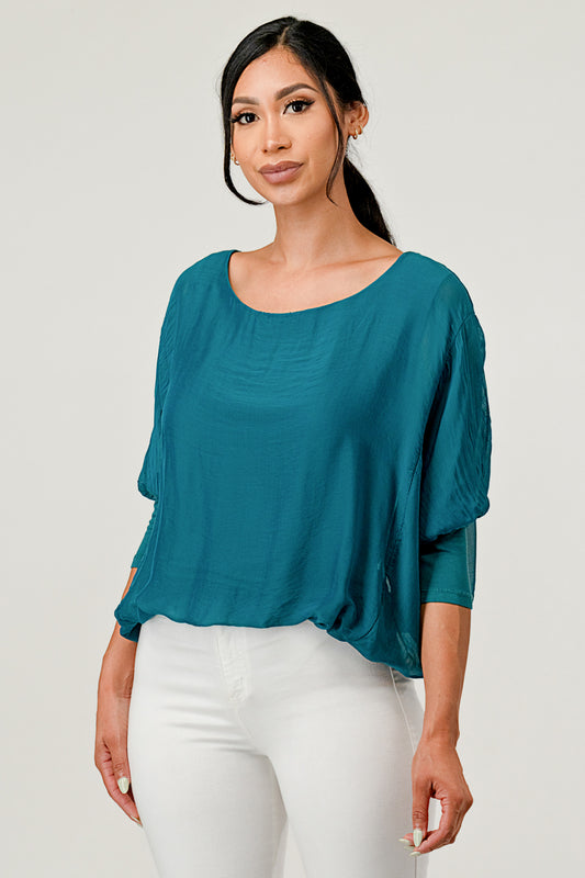 Raw Moda Solid Silk Elastic Sleeves Top Apparel & Accessories Raw Moda   