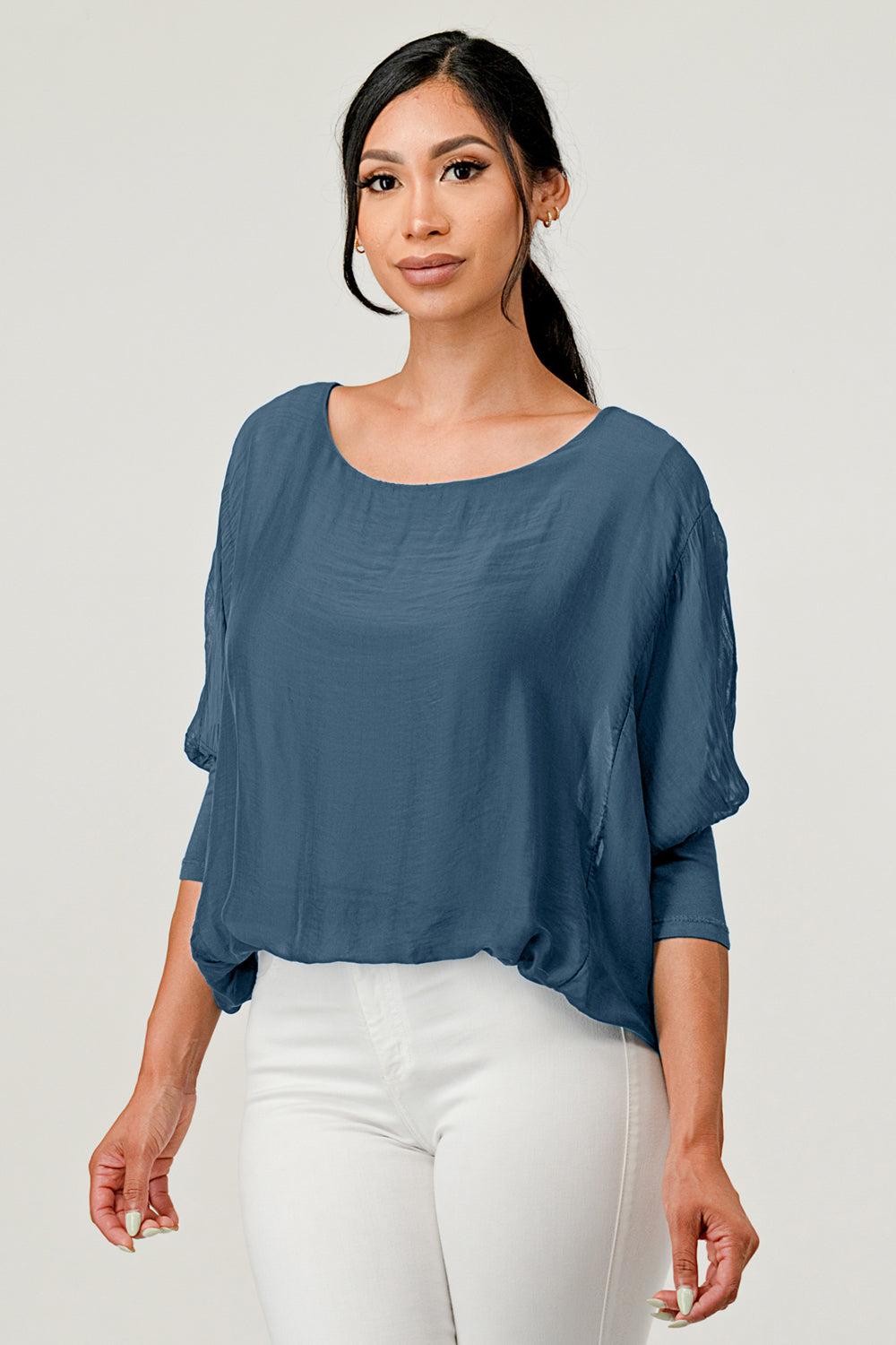 Raw Moda Solid Silk Elastic Sleeves Top Apparel & Accessories Raw Moda   