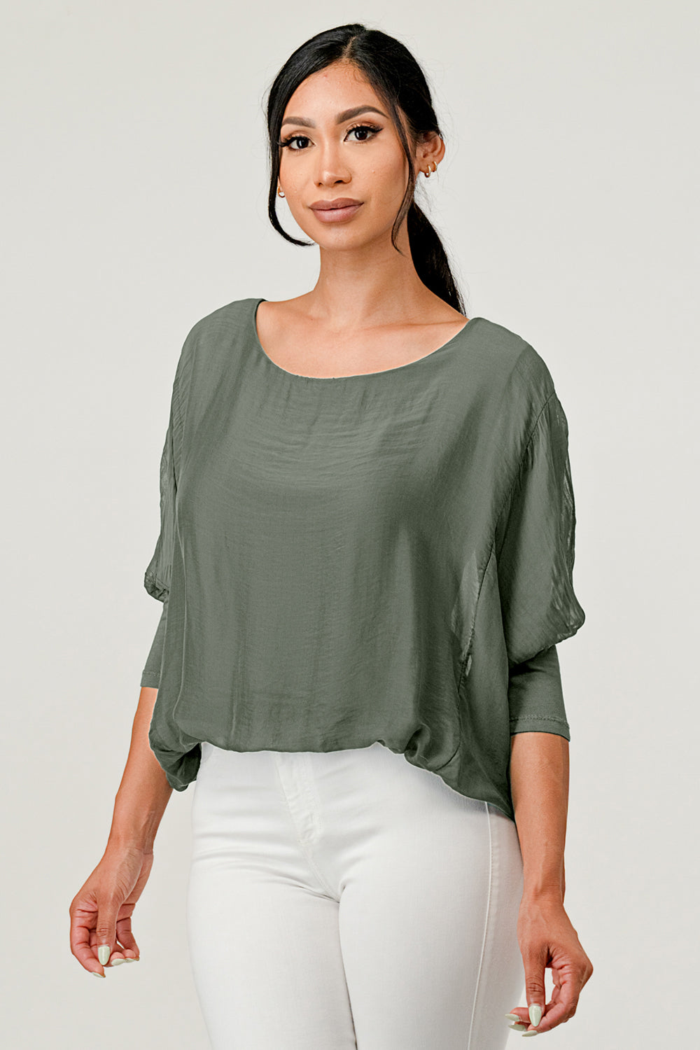 Raw Moda Solid Silk Elastic Sleeves Top Apparel & Accessories Raw Moda   