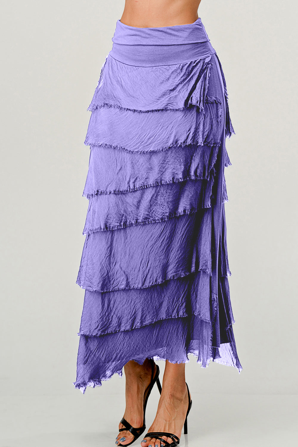 Layered Italian Raw Moda Maxi Skirt Bottom Raw Moda One Size Purple 