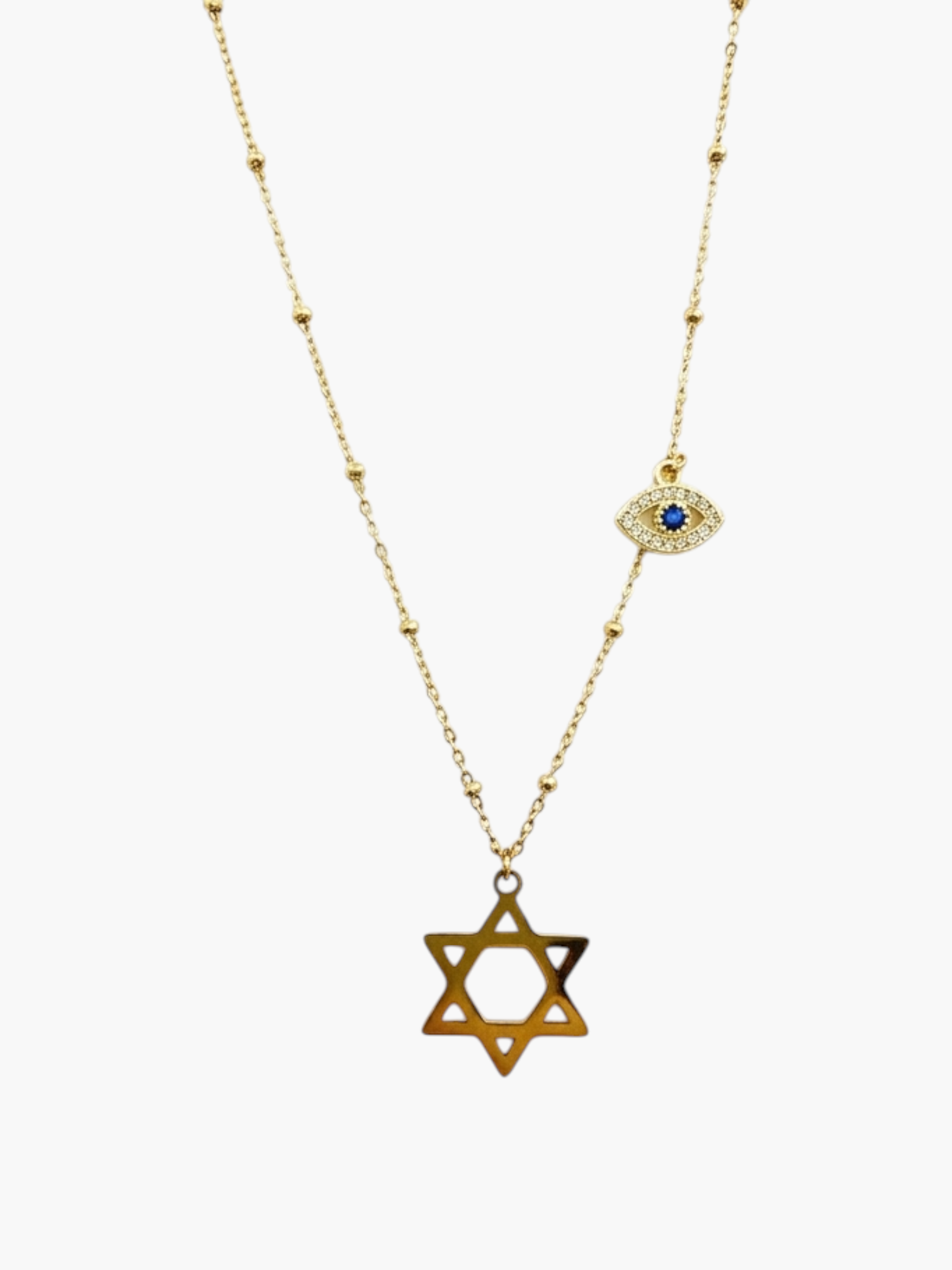Star David Classic with Evil Eye Charm Necklace
