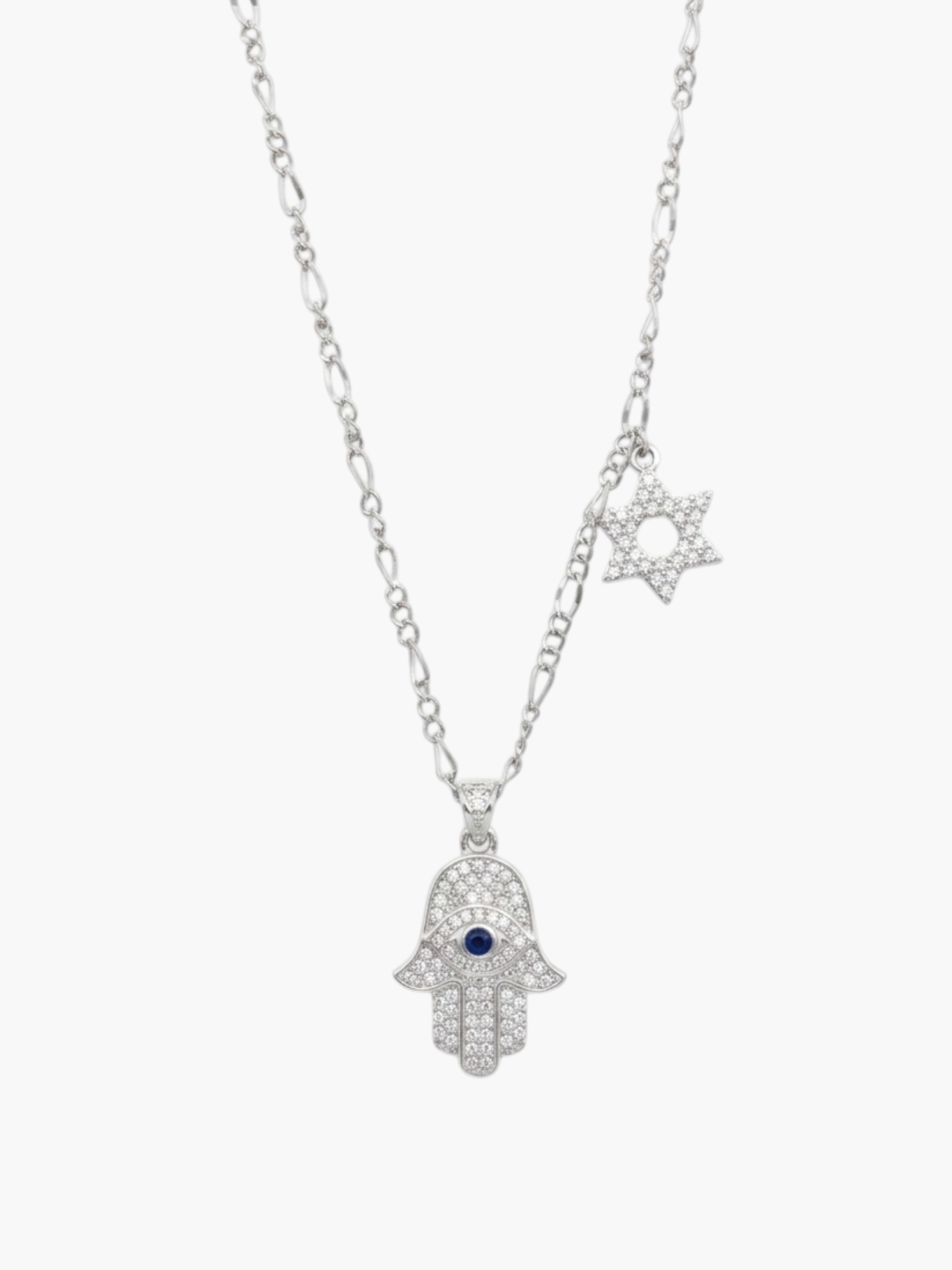 Hamsa with Star David Charm Necklace