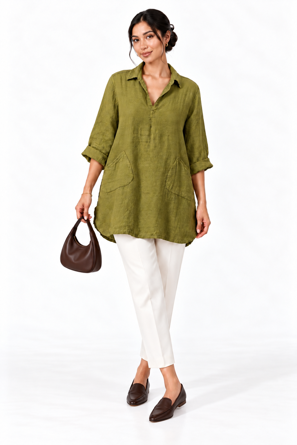 Wide Collar Shanon Linen Tunic W pockets