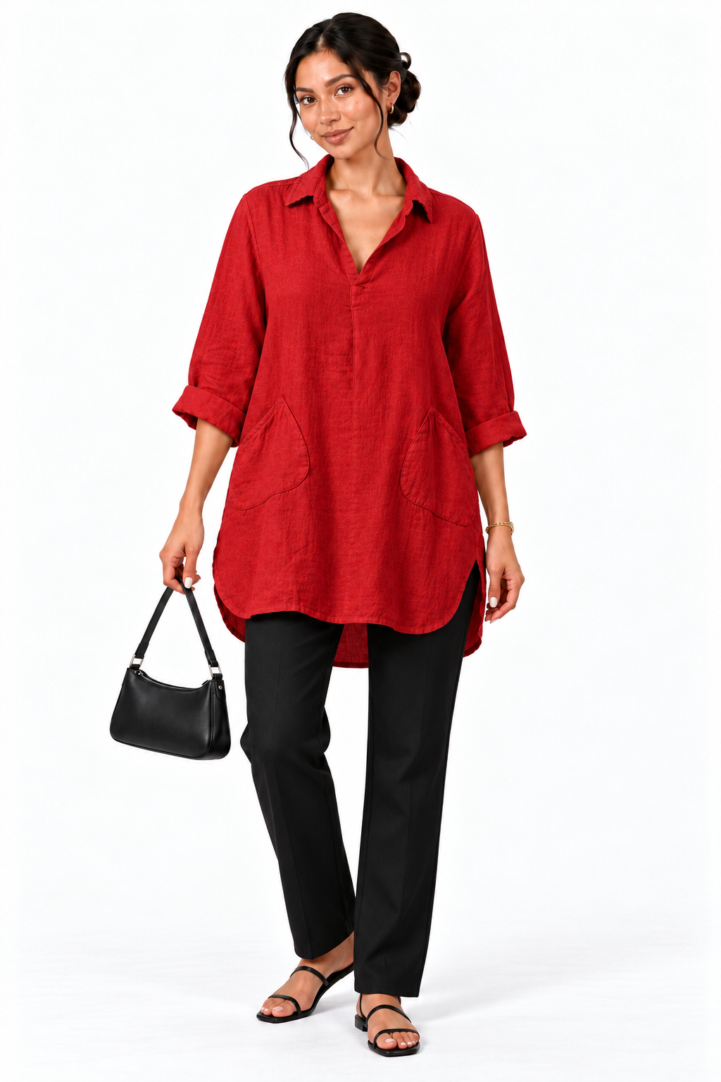Wide Collar Shanon Linen Tunic W pockets