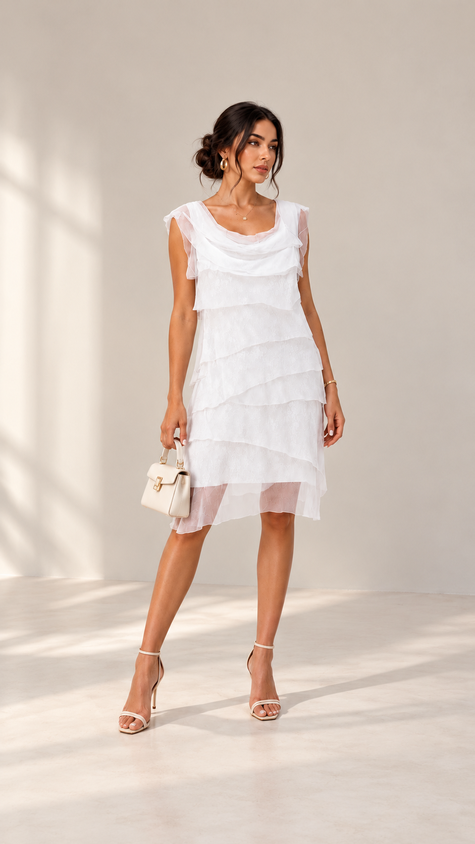 Sleeveless Raw Moda Ruffle Silky Dress