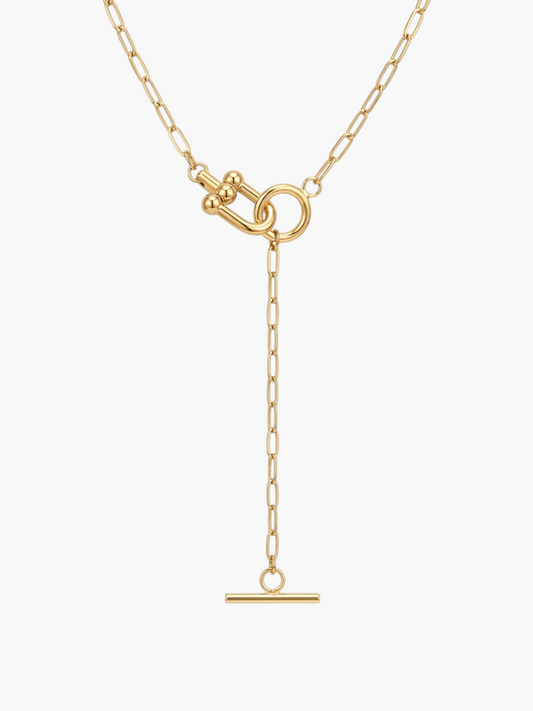 Toggle With Spring Ring Thin Paperclip Chain Necklace