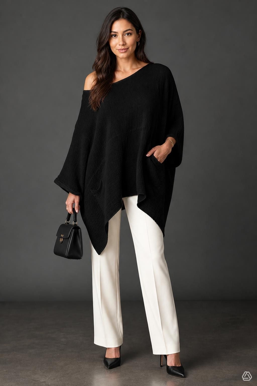 Big Cut Glora Linen Tunic With Front Pockets
