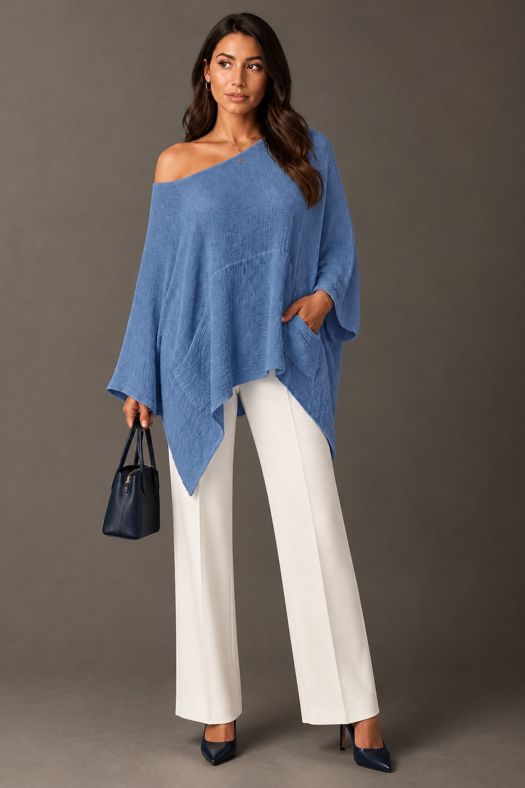 Big Cut Glora Linen Tunic With Front Pockets