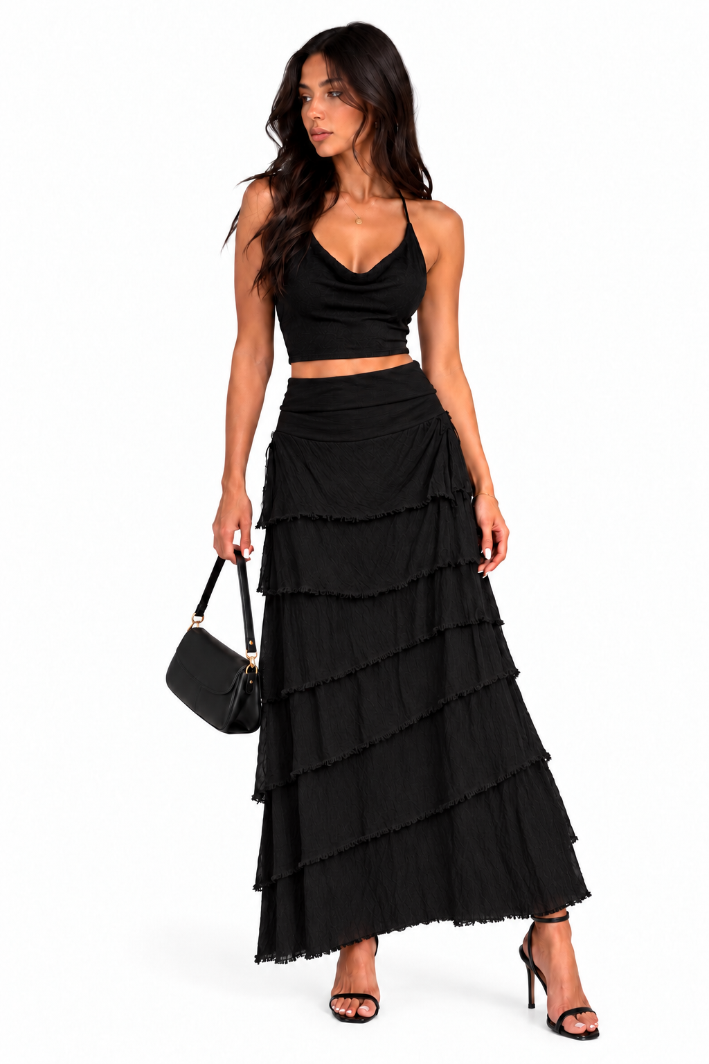 Raw Moda Layered Italian Maxi Skirt