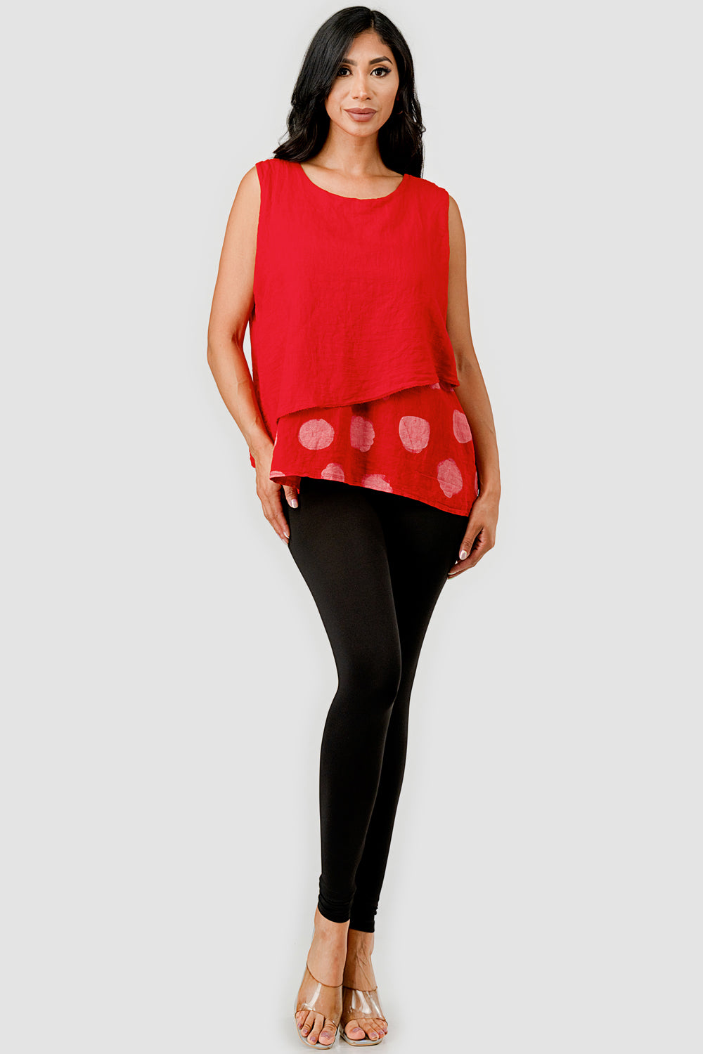raw-moda-2-layers-polka-dot-linen-top-closeup
