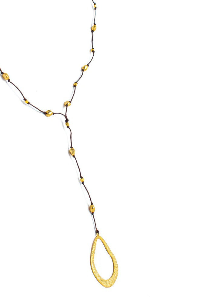 Raw Moda Teardrop Gold Alloy Necklace – front view of pendant