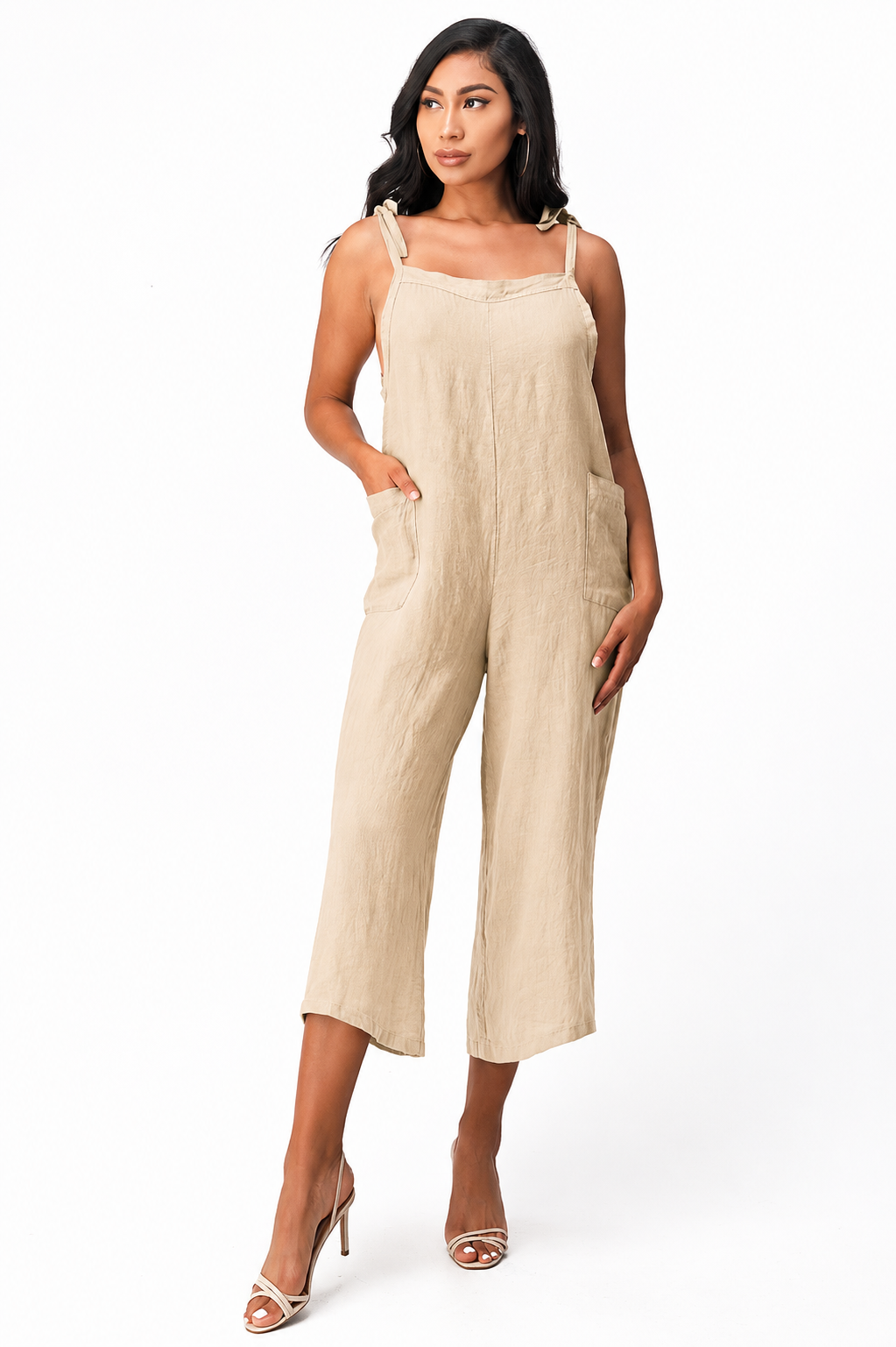 Raw Moda Sides Adjustable Linen Romper