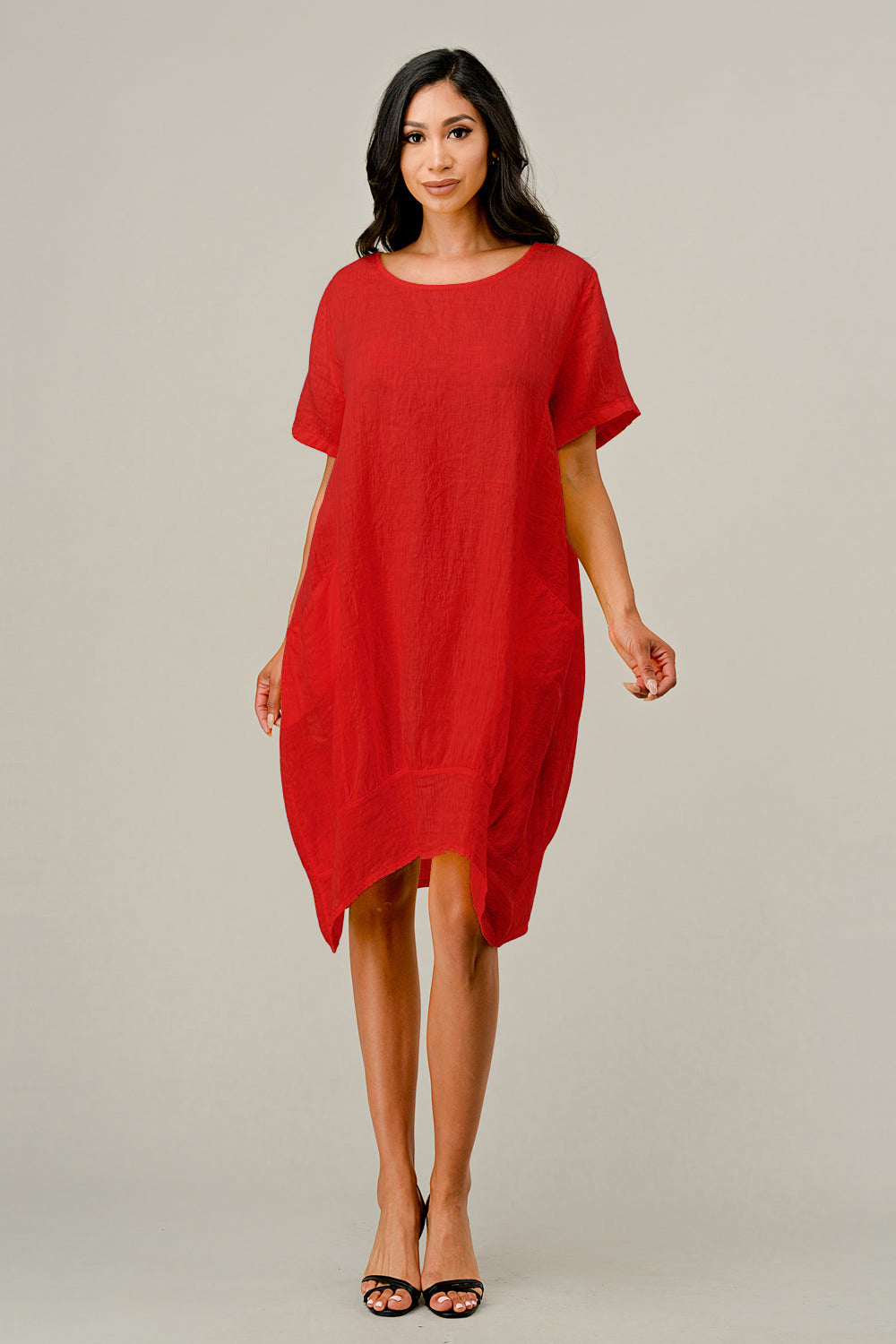 Raw Moda Short Perin Linen Dress Dress Raw Moda One Size Red 